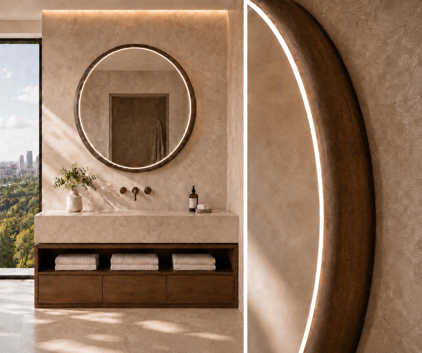 Large round mirror