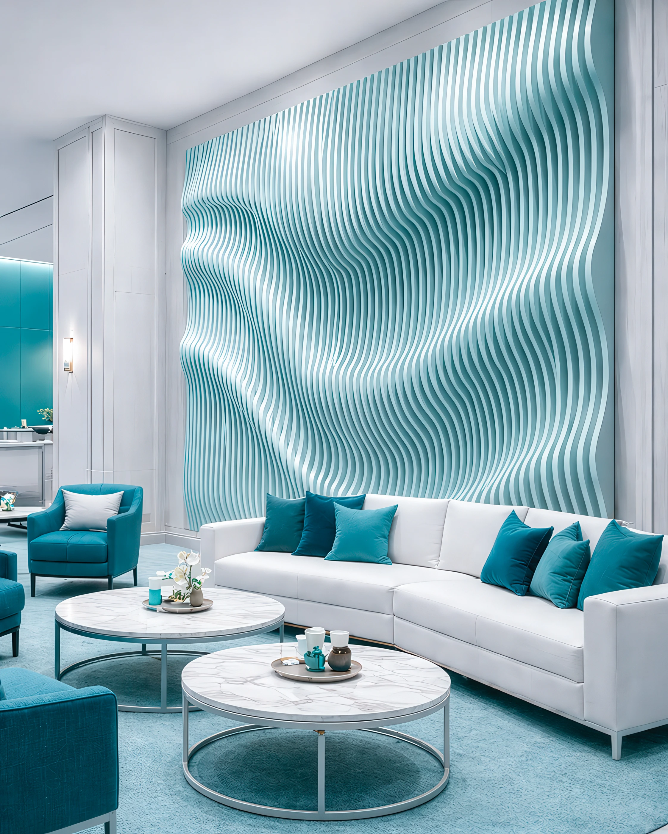 3D art installation on hotel wall